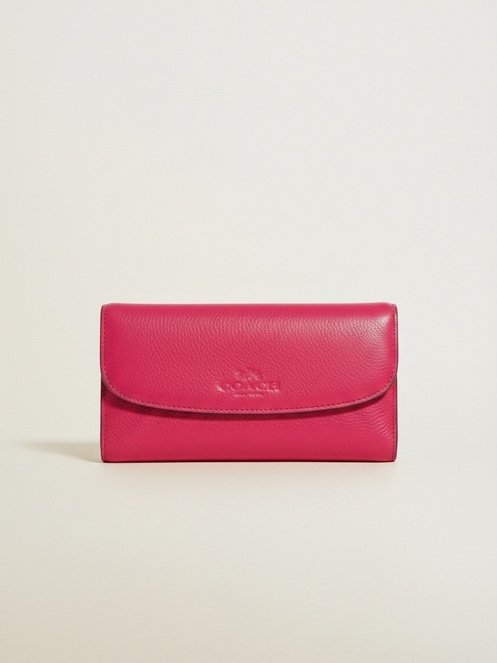 Coach Pink Pebble Leather Continental Wallet
